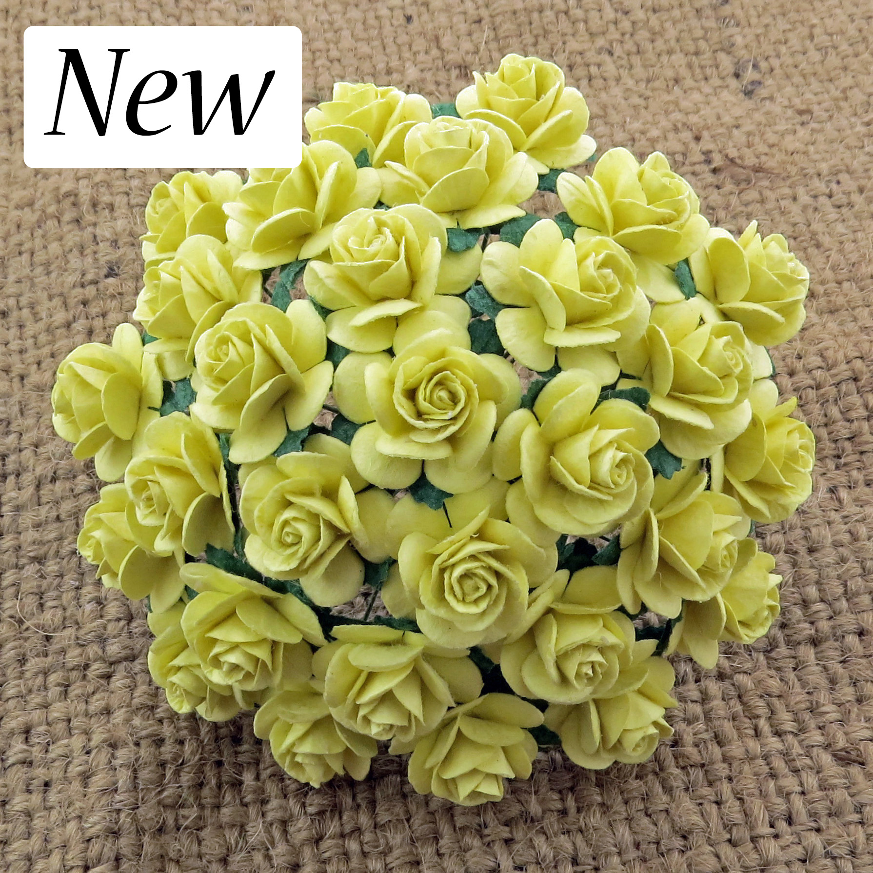 100 LEMON YELLOW MULBERRY PAPER OPEN ROSES 100 LEMON YELLOW MULBERRY PAPER OPEN ROSES